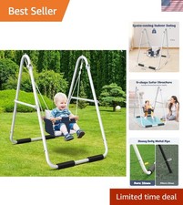 Toddler Swing with Stand, Heavy Duty Baby Indoor Outdoor Swing Set with Safet...