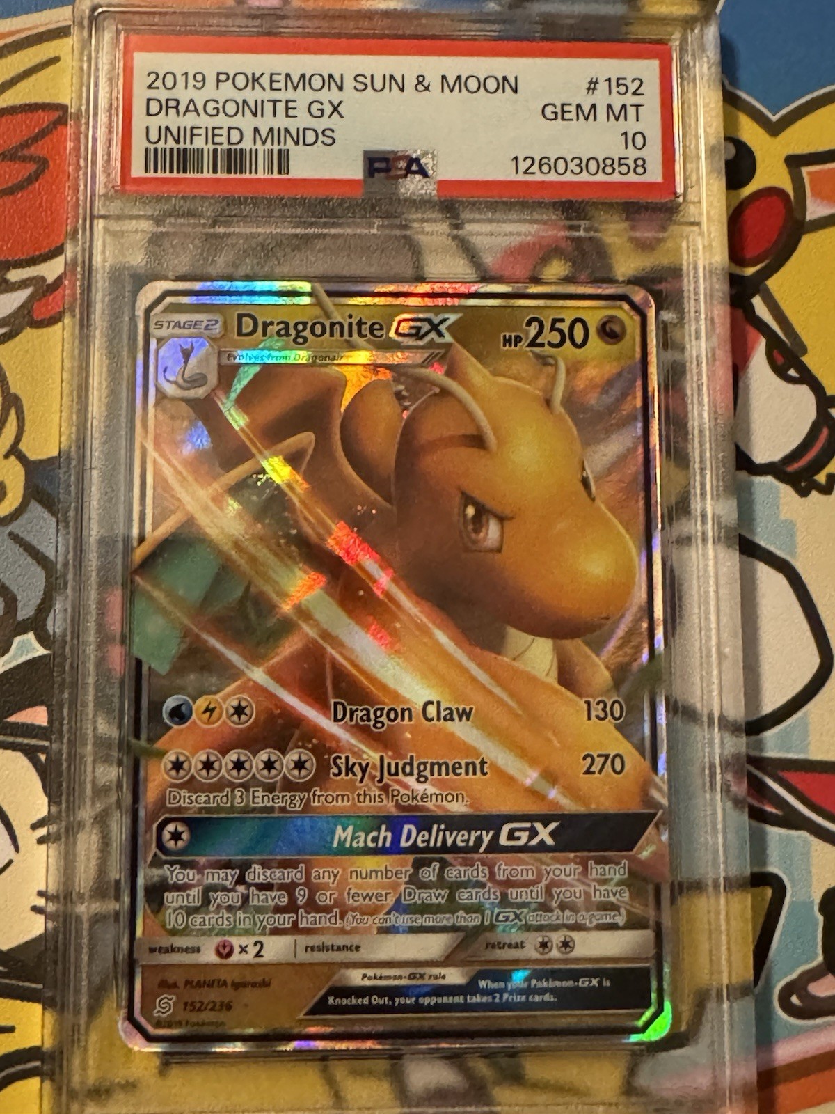 2019 Pokemon Sun & Moon Unified Minds Dragonite GX Unified Minds PSA 10 #152