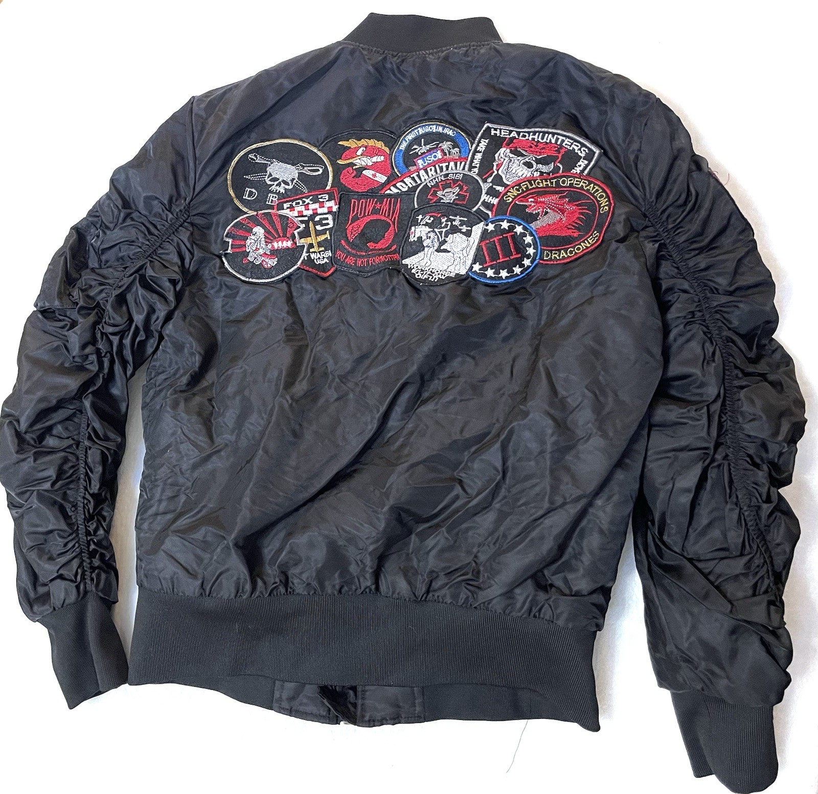 American Stitch Multi Patch Bomber JACKET COAT si… - image 9