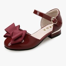 Girl Dress Faux Patent Pumps Burgundy Size 3 Youth