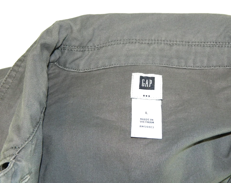 Chaqueta para mujer GAP de lona forrada de mezclilla gris verde etiqueta L manga grande 24 Foto 4 de 4