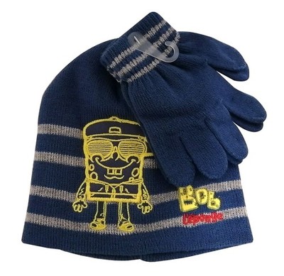 Spongebob Schwammkopf Mütze und Handschuh Set für Kinder Größe 52 Neu*