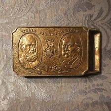 Vintage Wells Fargo & Company Henry Wells William Fargo Brass Belt Buckle