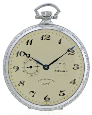 Rarität 8 Tage Cornioley Chronometer ELCÉ Schweiz Doppel Federhaus ~1930 Ø48mm