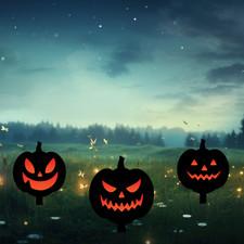 Scary Pumpkin Halloween Metal Stakes, Garden and Front Porch Decor, Yard Decor