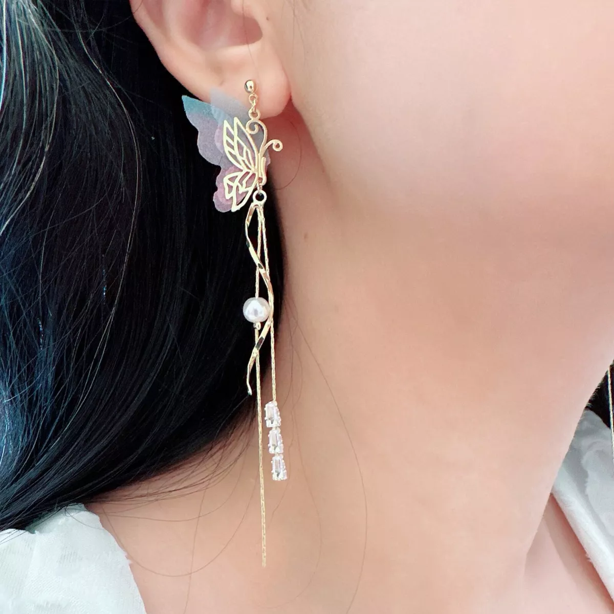 Long earrings korean deals