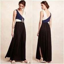  NWT $148 Anthropologie Elysian Maxi Dress XS Womans Colorblock Knit Sleeveless 
