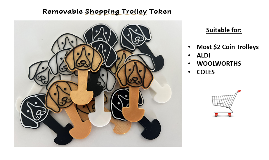 Dog Shaped Removable Shopping Trolley Token Key Tag Coin. Woolworths Coles ALDI eBay