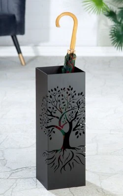 Gilde 67255 Porte-Parapluie Lebensbaum Motif Arbre de Vie Métal Noir 55 cm - Photo 1/2