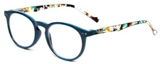 Calabria MDR8003 Round Reading Glasses +7.00 Teal Green Women Single Power Reade