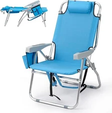 Backpack Beach Chair, 5 Level Adjustable Positions Beach Chair with Back Storage