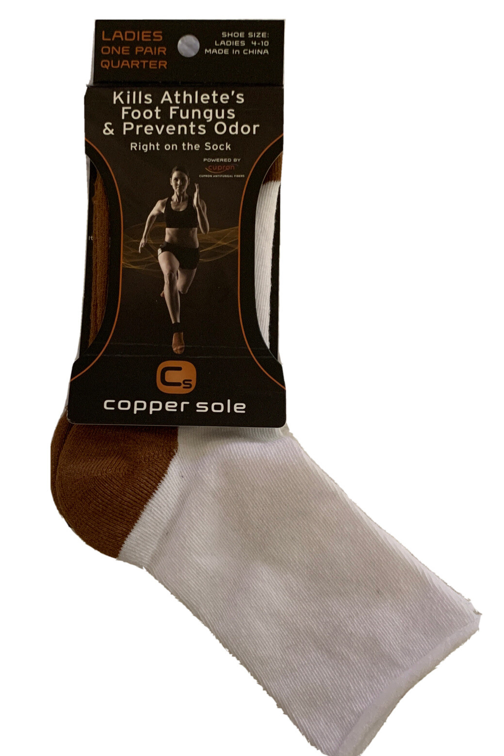 Socks COPPER SOLE SOCKS ODOR CONTROL KILLS  ATHLETES FOOT  - 4-10 WHITE-image