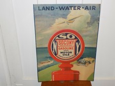 Vintage Standard Oil Gasoline Land-Water-Air Cardboard Sign