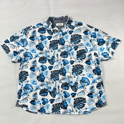 Elvis Presley Blue Hawaii Hawaiian Shirt Men 2XL Blue Leaves Cotton
