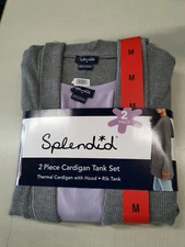 Splendid Cardigan & Tank Set Adult Gray Cardigan/Purple Tank Womens - Size M