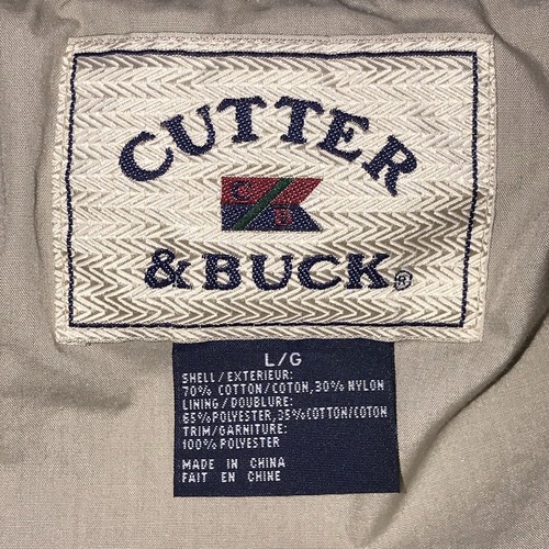 VTG CUTTER & BUCK Jacket Men’s Large Beige Full Zip Embroidered Logo Zip Pockets - Picture 16 of 18