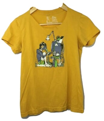 Retro Computer Geek Full Face Mask Dorm Room Nerd T-Shirt Yellow Distress Small