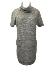 Moral Fiber XL Gray Sweater Dress Belt Short Sleeve Soft Turtle neck Pockets NWT