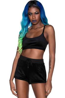 Killstar Gothic Goth Samt Velours Crop Top BH - Just Cropped Schwarz