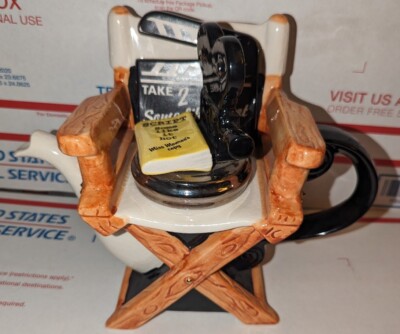 Vintage England Swineside Teapottery Directors Chair Cinema Teapot Take 2 Teapot