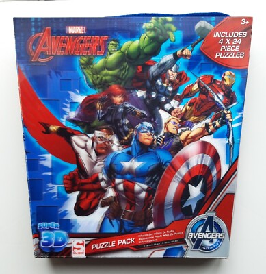 4 Puzzle 24 Teile Disney Marvel The Avengers Super 3D 