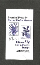 #BK261 32c BOTANICAL PRINTS ISSUE COMPLETE BOOKLET OF 15 MNH