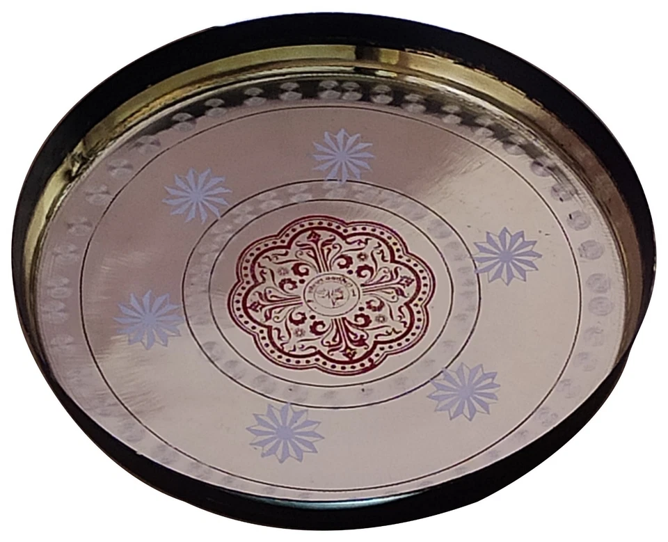 Handmade Brass Thali Antique Worship Marriage Dinner Plate 12 Inch 750 Gm - Image 4 of 4