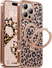CASEKOO iPhone 16 Pro Case, Gold Leopard, Mag Ring, Mil Prot, Fun（2025）