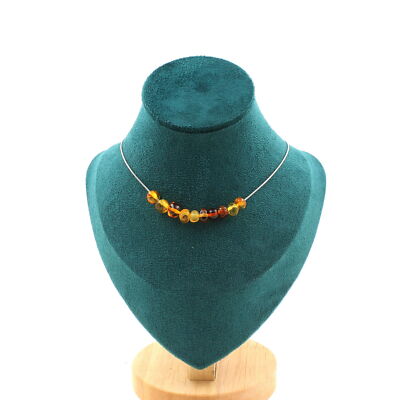 Collier Avec 5 Perles D'Ambre Véritable De La Mer Baltique - Bijou Pierres Naturelles