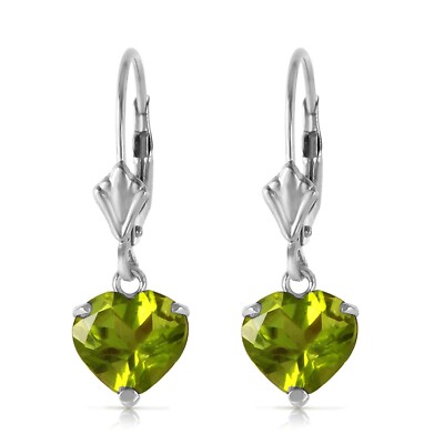 14K. MASSIVER GOLD OHRRING MIT NATÜRLICHEN PERIDOTS (Weißgold)