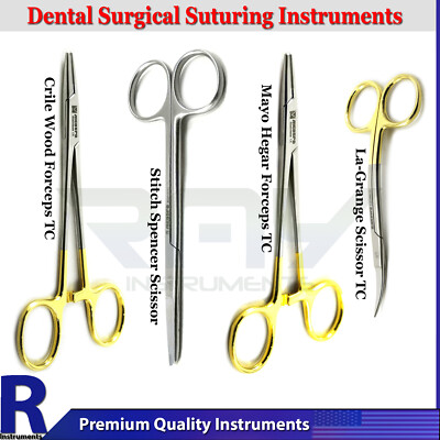 Dental Surgical Needle Holders Forceps TC Veterinary Tissue Operating Scissors 