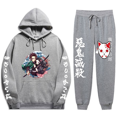 Demon Slayer Kamado Tanjirou Hoodies Hip Hop Pullover Tracksuits Pants Trousers - Picture 14 of 43