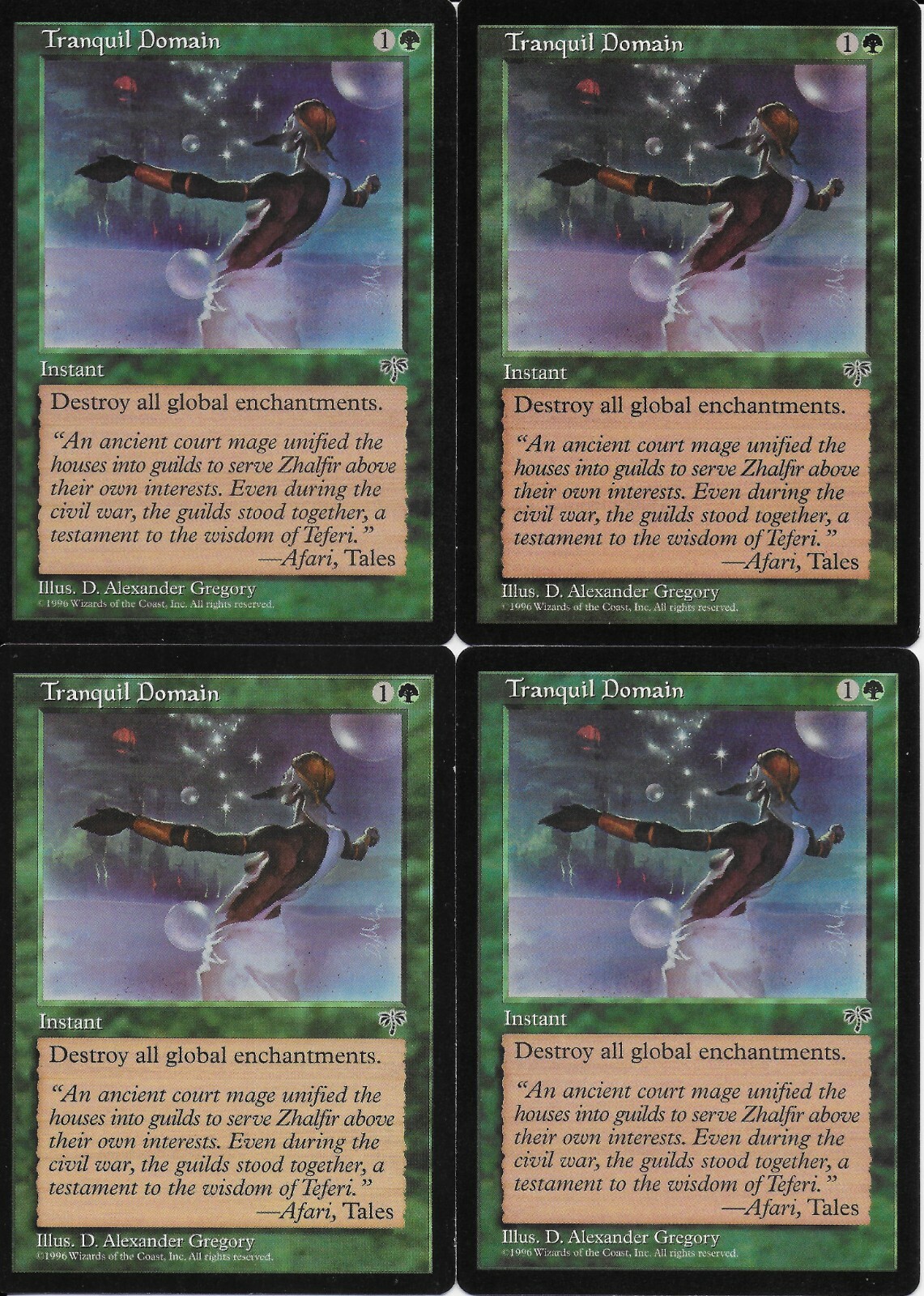 MTG: TRANQUIL DOMAIN Mirage COMMON; played, Excellent condition x4
