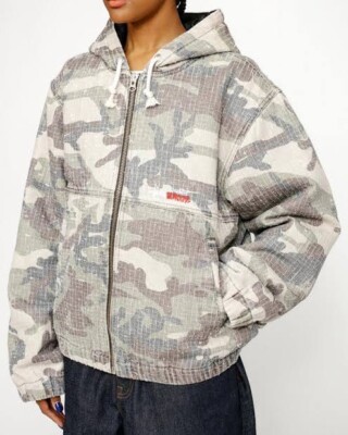 Stüssy Camouflage Canvas Needlepunch Work Jacket Woodland Stüssy Camouflage Canvas Needlepunch Work Jacket Woodland
