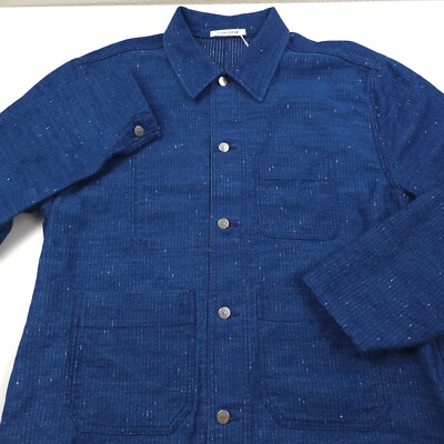 $380 Sunflower Blue Indigo Stripe Worker Jacket Made in Italy Mens 
