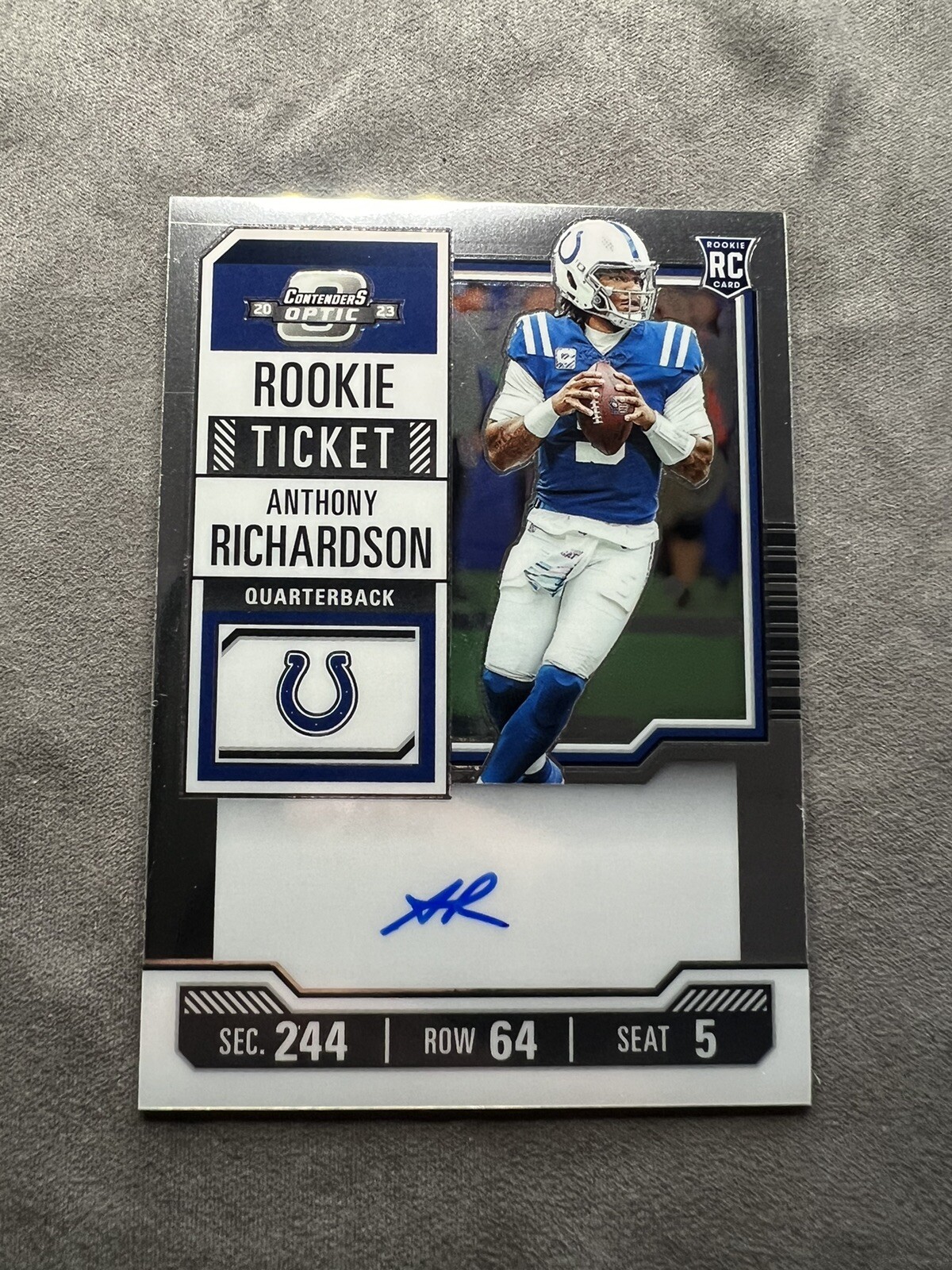 Anthony Richardson 2023 Contenders Optic #102 Rookie Ticket Auto