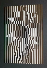 Victor Vasarely "Ilava" Mounted Offset b/w Lithograph 1971
