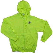 7 UP Hoodie Adult Medium Neon Green Sweatshirt Soda Pop Logo 