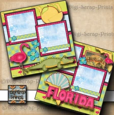 FLORIDA travel 2 premade scrapbook pages paper piecing LAYOUT digiscrap #A0235