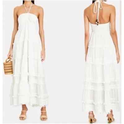INTERMIX BEACHCLUB Lydia Halter Pompom Organic Cotton Maxi Dress Size L  NWOT | eBay