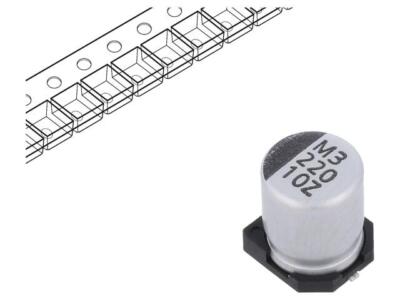 10vdc 10x ZSC00BM2211AARL capacitor: electrolytic SMD 220uF 10VDC Ø6.3x7.7mm ...