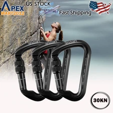 Heavy Duty 30KN Aluminum Locking Carabiner Clip D-Ring Snap Screw Hook Climbing