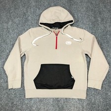 Ecko Unltd Hoodie Mens M Beige Black 1/4 Zip Pullover Sweatshirt Hip Hop 5849
