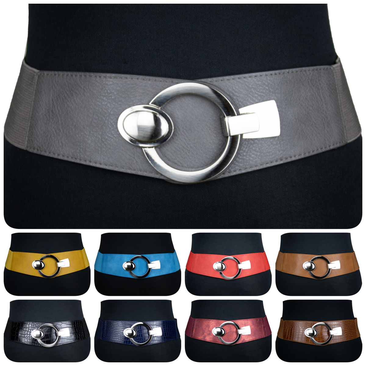 Linian Damen Stretchgürtel – 2er Set, Elastischer Taillengürtel Mit Blatt-Design, Gold & Silber