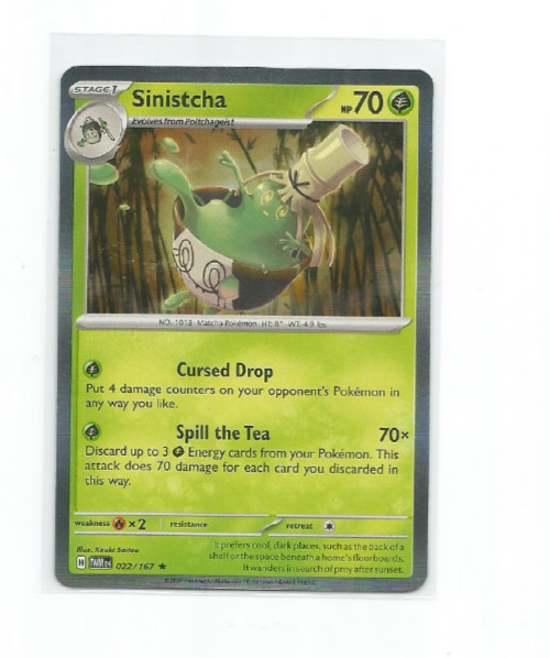 SINISTCHA 2024 POKEMON TWILIGHT MASQUERADE HOLO CARD #22/167
