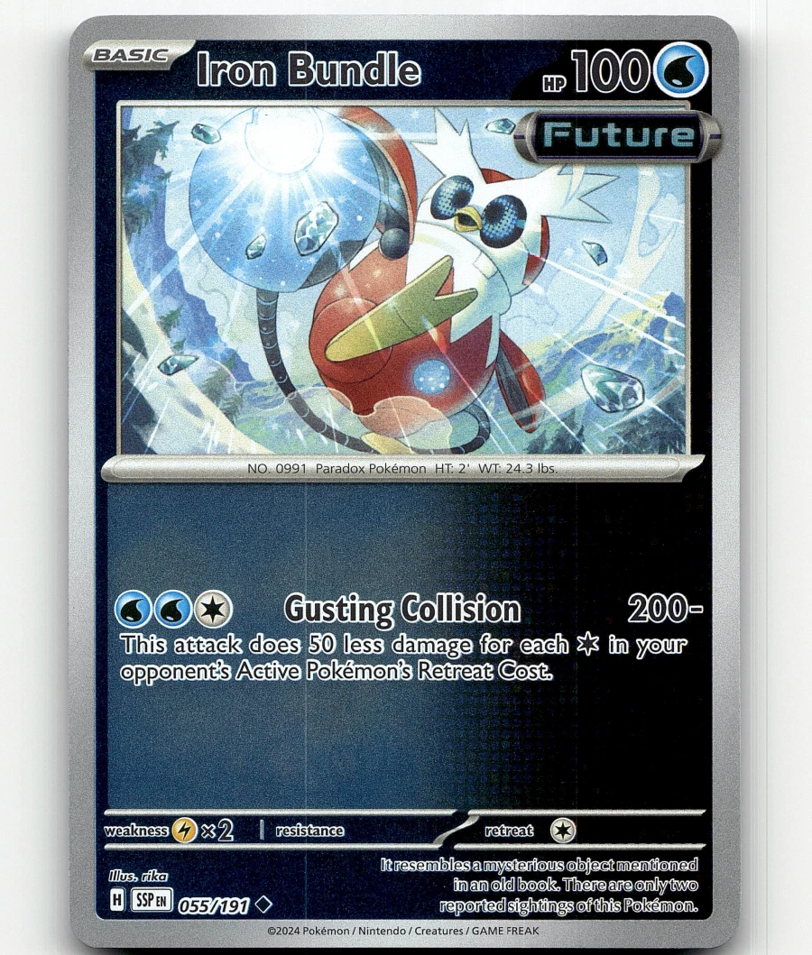 iron bundle pokemon card value 055/191 Surging RarityUncommon Hit Points90 HP Formnull Pokemon IRON BUNDLE 055/191 Surging