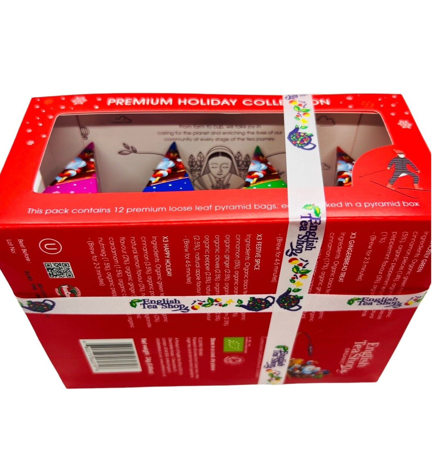 Organic Tea Premium Holiday Collection English Tea Shop 12 Pyramid Bags Gift Set