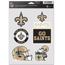 New Orleans Saints Multi-Use 6 Fan Pack NFL Decal Stickers Free Shipping