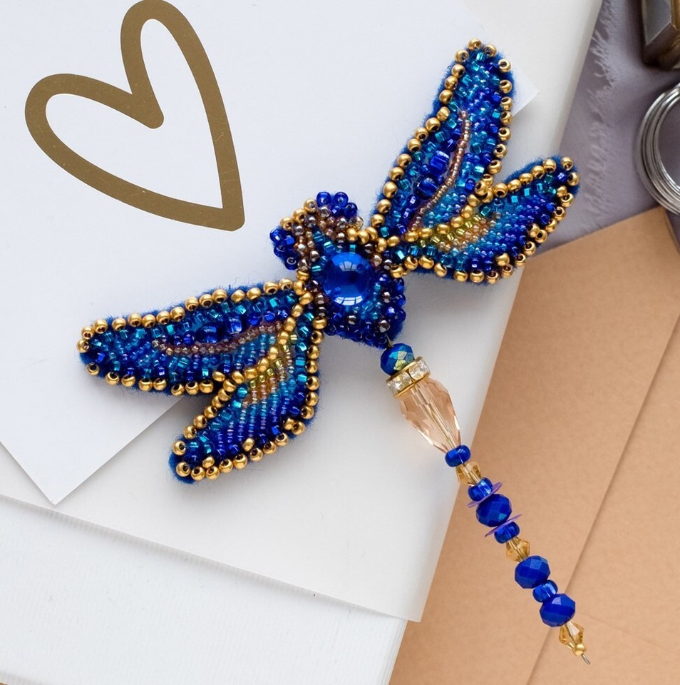 Dragonfly Bead Embroidery Kit – DIY Handmade Brooch Jewelry Making Set ...