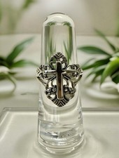 Lovely Vintage Sterling Silver 925 Filigree Cross Ring Size 7 Ornate Christian
